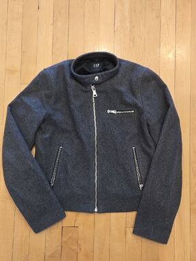 GAP Charcoal Gray Wool Blend Moto Jacket